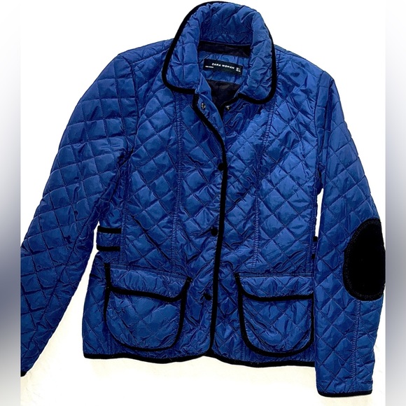 ⭐️ZARA⭐️NAVY W/ BLACK TRIM VINTAGE COAT/JACKET SIZE L BUT FITS MORE LIKE A SMALL - Picture 5 of 16